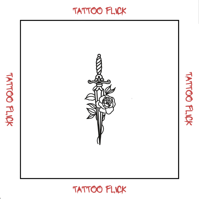 Dagger and Rose - Temporary Tattoo