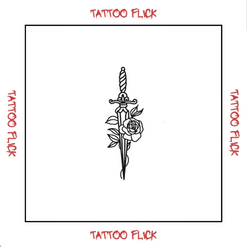 Dagger and Rose - Temporary Tattoo