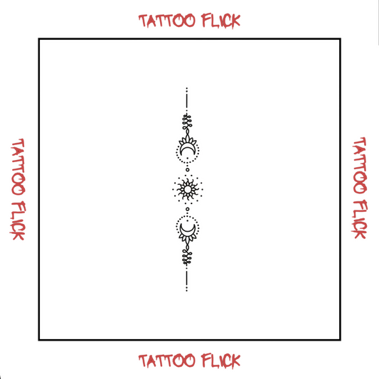 Sun and Moon mirrored - Temporary Tattoo