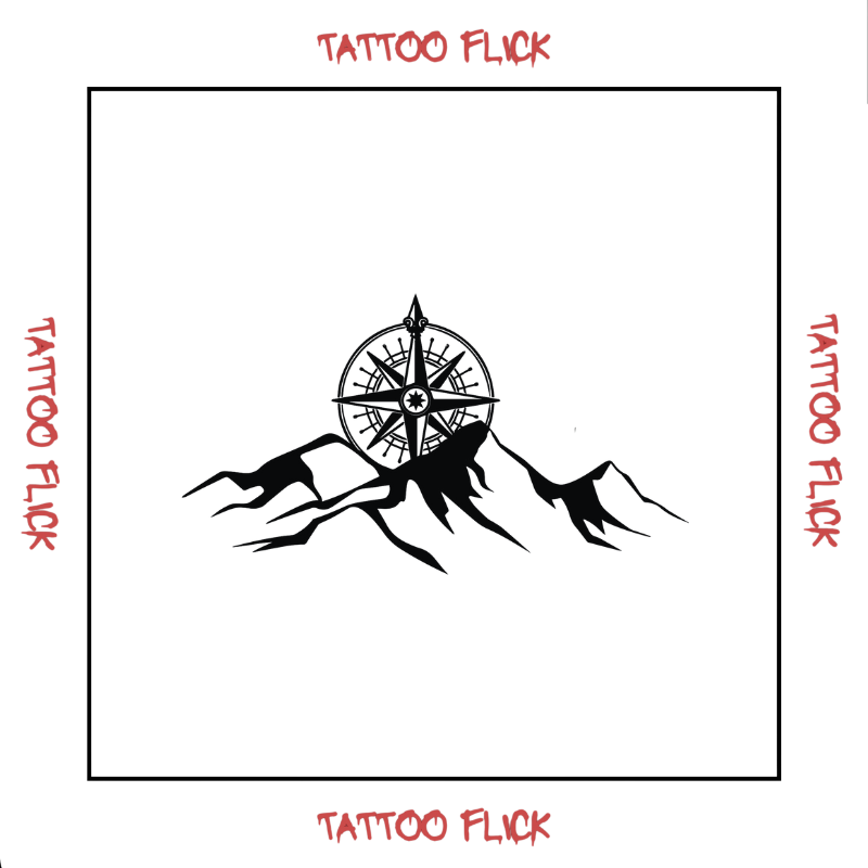Mountain and Compass - Temporary Tattoo