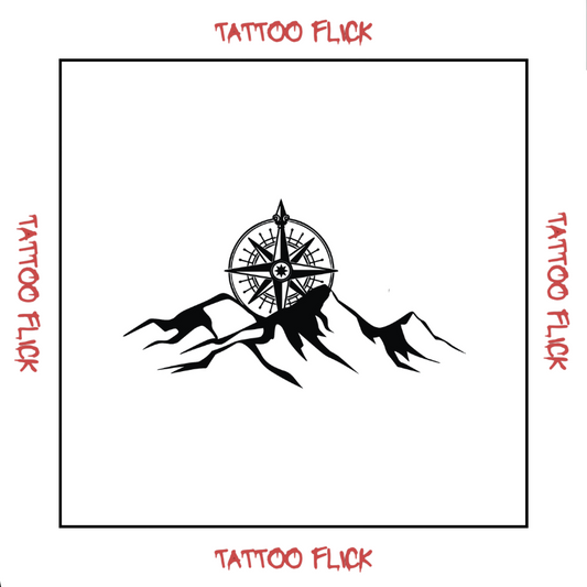 Mountain and Compass - Temporary Tattoo