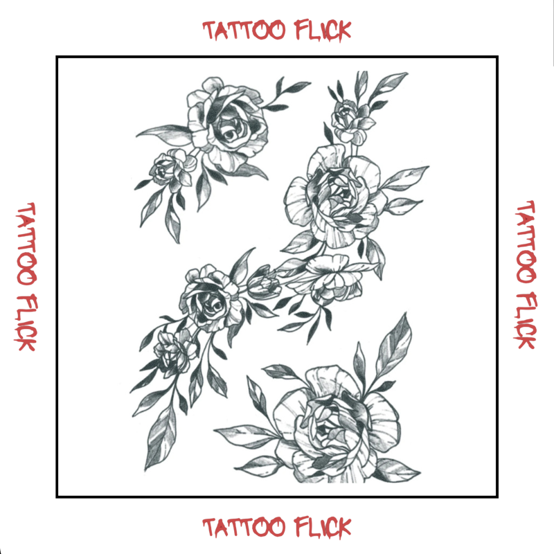 Flower Ornaments Set BW - Temporary Tattoo