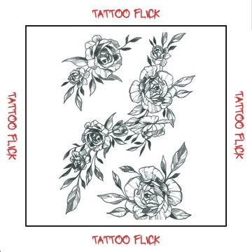 Flower Ornaments Set BW - Temporary Tattoo