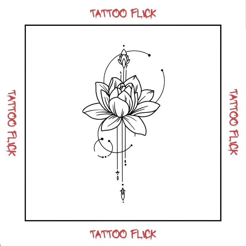 Big Lotus with Ornaments  - Temporary Tattoo