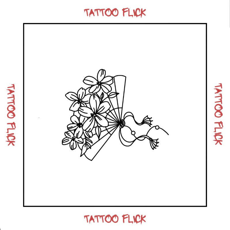 Fan and Flowers - Temporary Tattoo