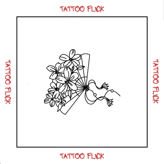 Fan and Flowers - Temporary Tattoo