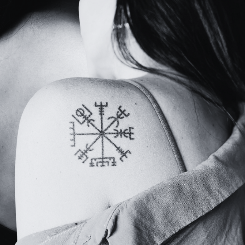 Vegvisir Viking Symbol - Temporary Tattoo
