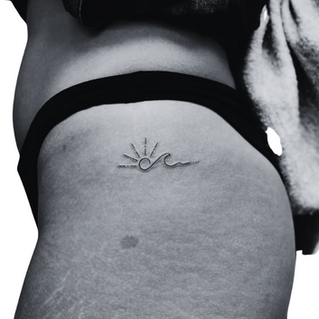 Sun With Wave  - Temporary Tattoo