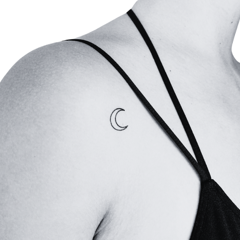 Crescent Moon Outline - Temporary Tattoo