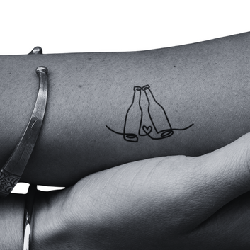 Toasting Bottles - Temporary Tattoo