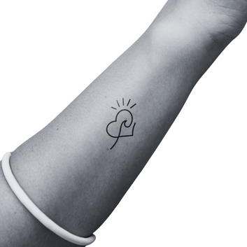 Wave Sun Heart  - Temporary Tattoo