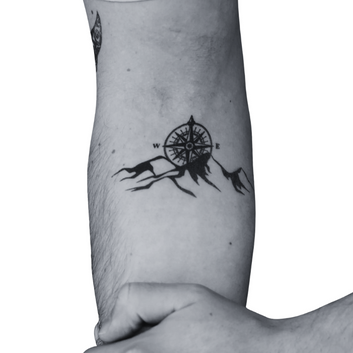 Mountain and Compass - Temporary Tattoo