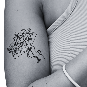 Fan and Flowers - Temporary Tattoo