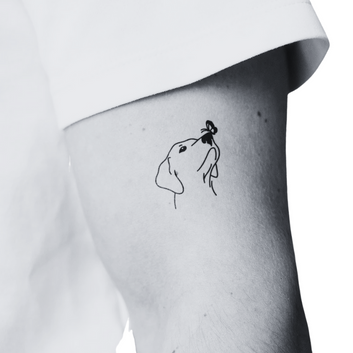 Puppy with Butterfly - Temporary Tattoo